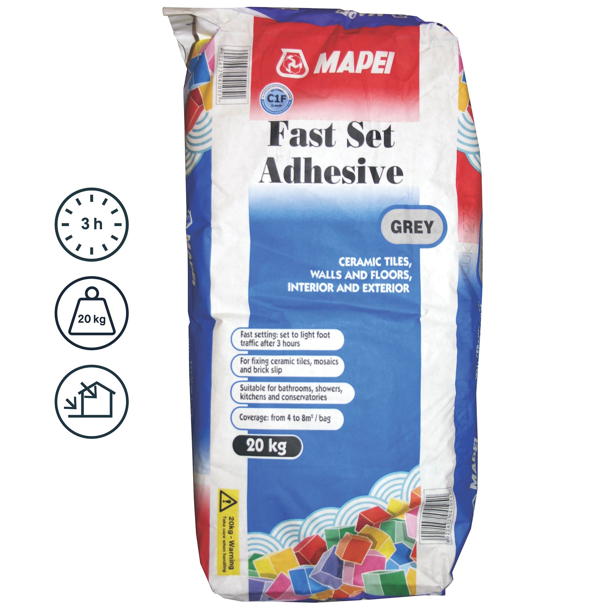 Mapei Fast Set Wall & Floor Tile Adhesive 20kg Grey - 5
