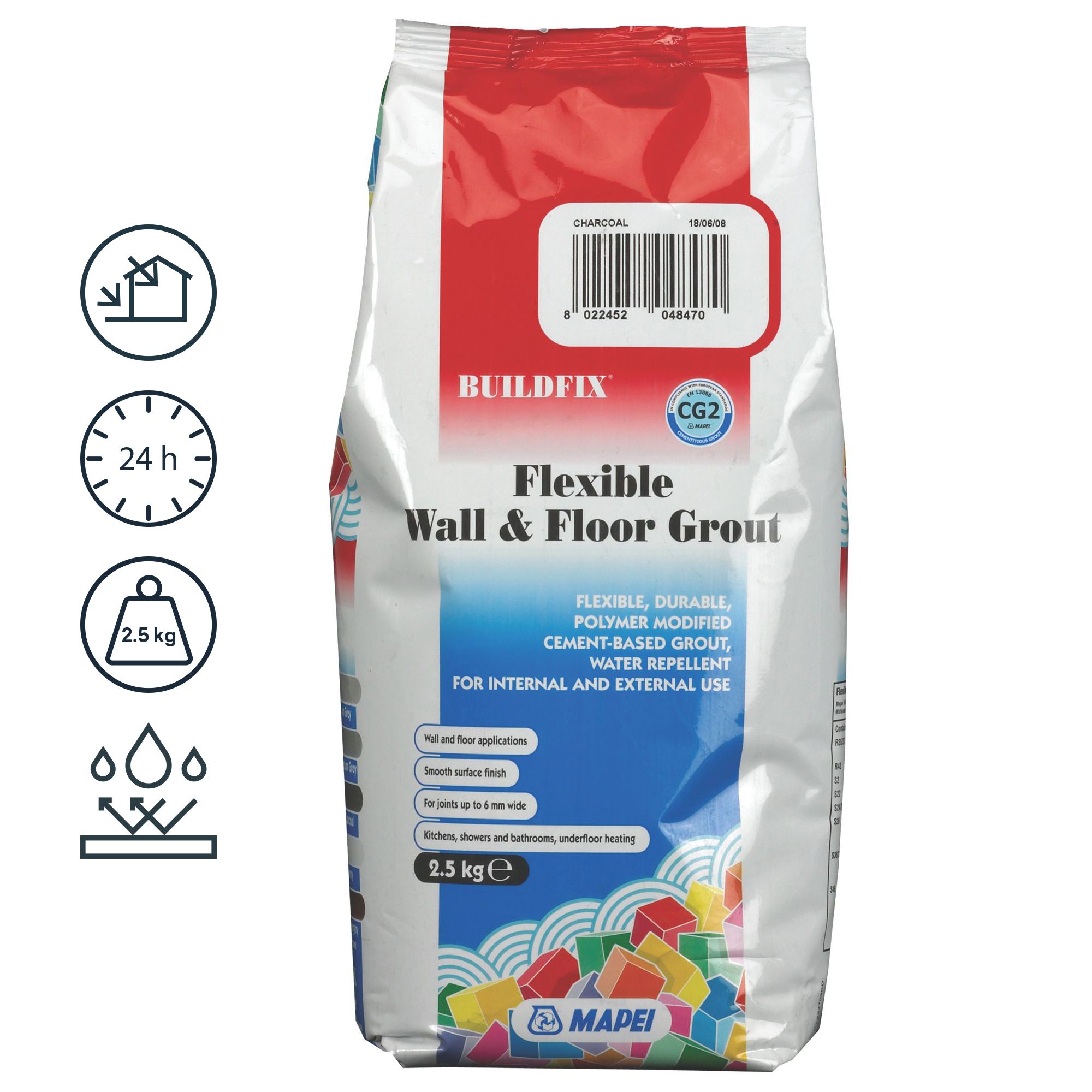 Mapei Flexible Wall & Floor Grout 2.5kg Charcoal - 1