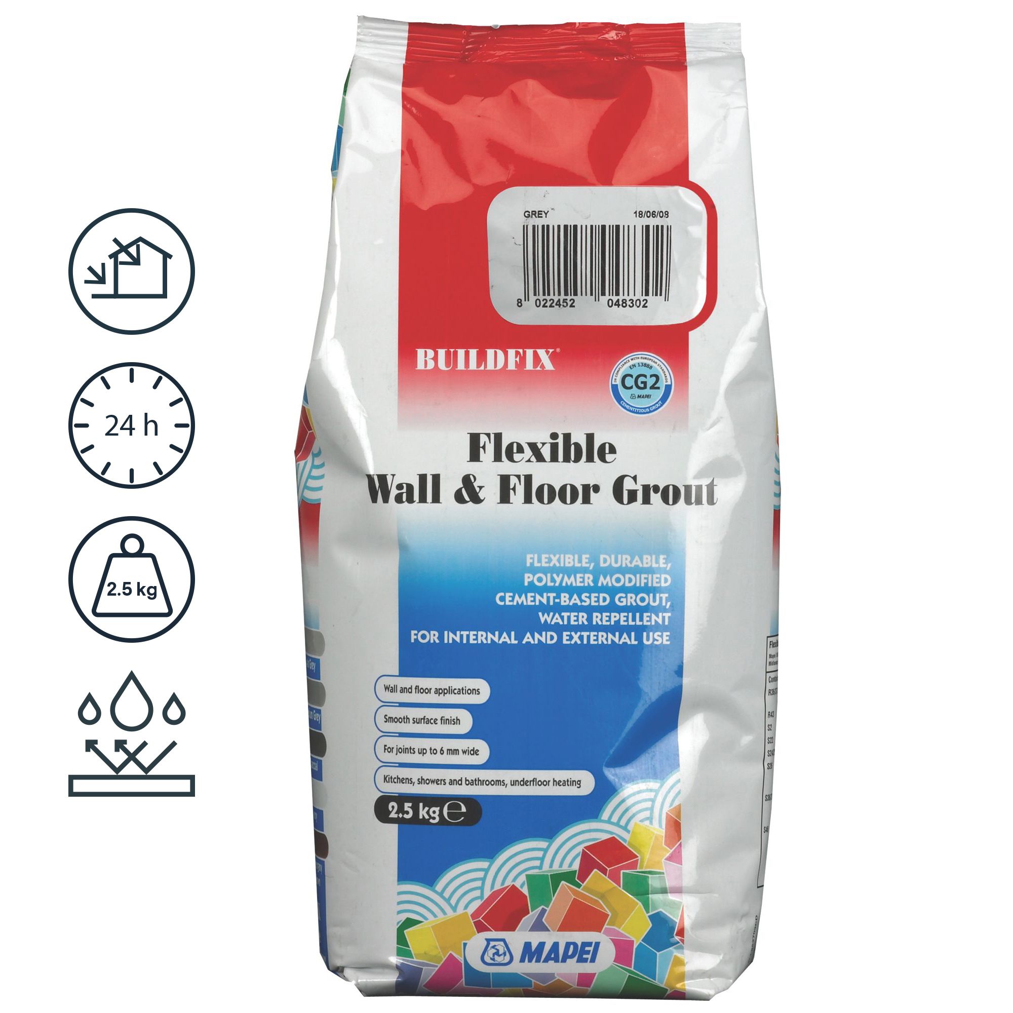 Mapei Flexible Wall & Floor Grout 2.5kg Cement Grey - 5