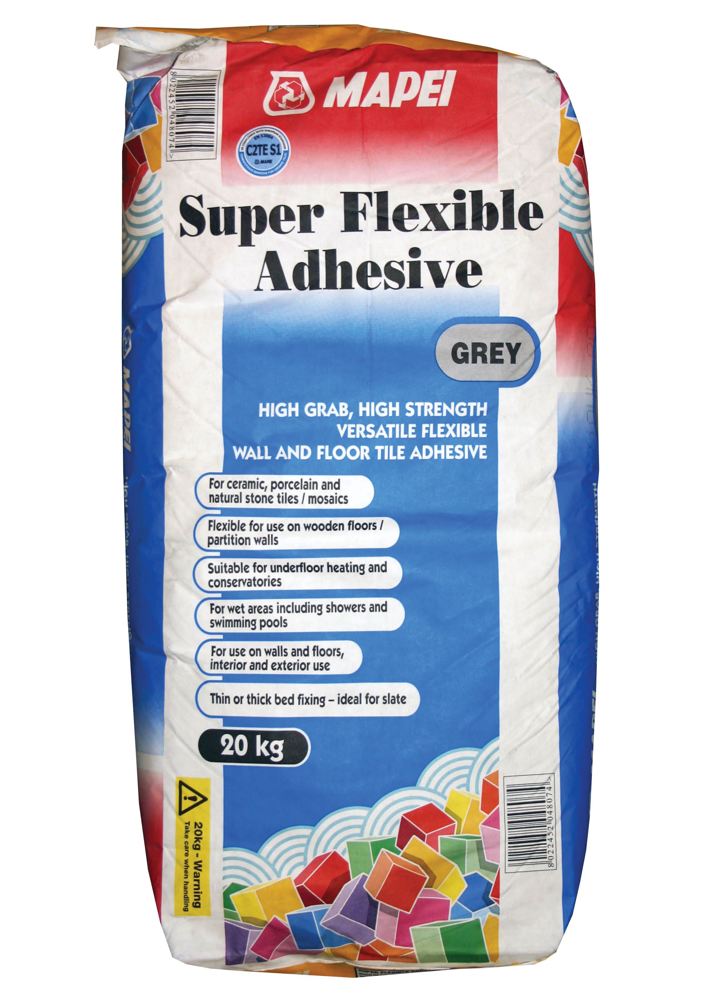 Mapei Super flexible Grey Tile Adhesive, 20kg