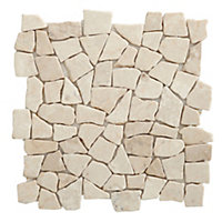 Marble White Marble effect Mosaic tile, (L)320mm (W)320mm