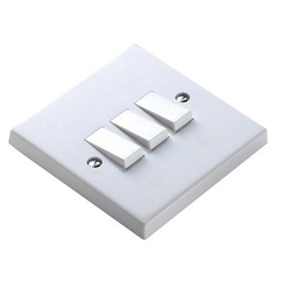 Marbo White 6A 2 way 3 gang Raised Triple light Switch