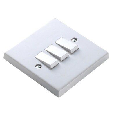 Marbo White 6A 2 way 3 gang Raised Triple light Switch | DIY at B&Q