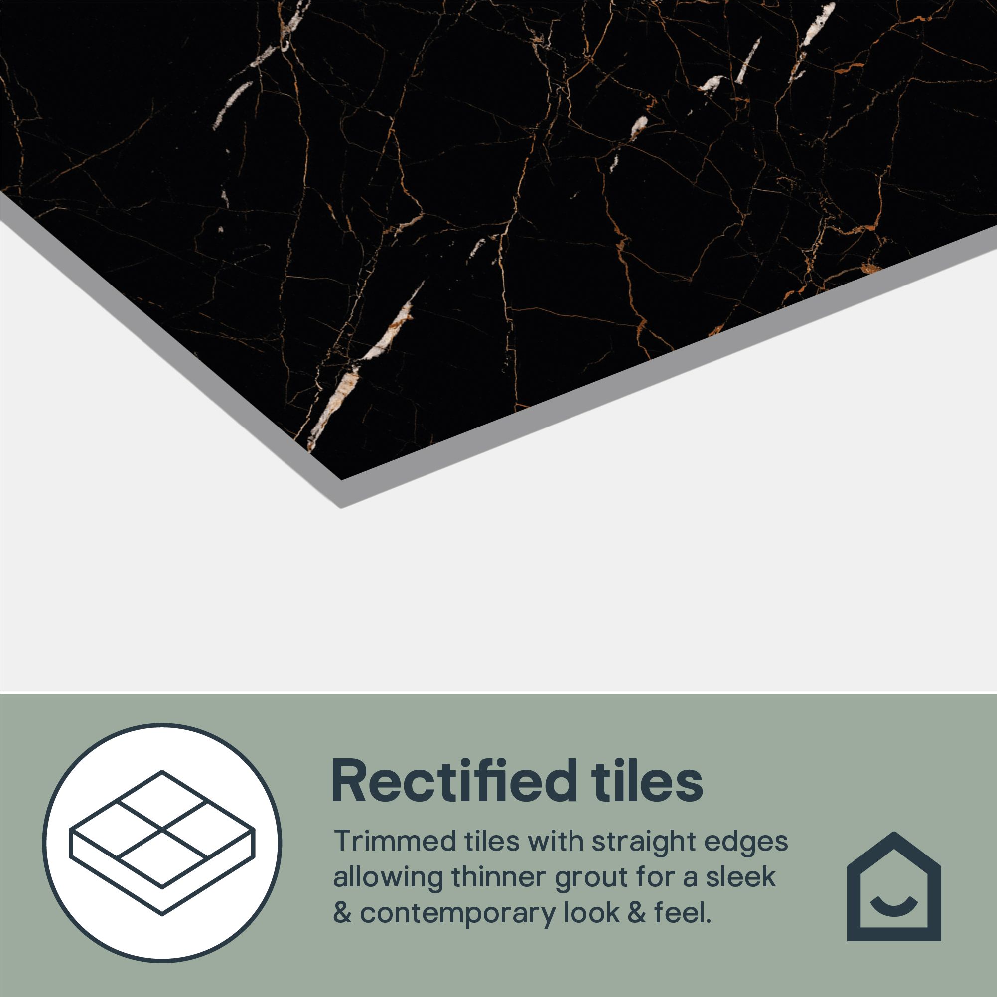 Marciana Black & gold High gloss Marble effect Porcelain Indoor Wall & floor Tile, Pack of 2, (L)1200mm (W)600mm