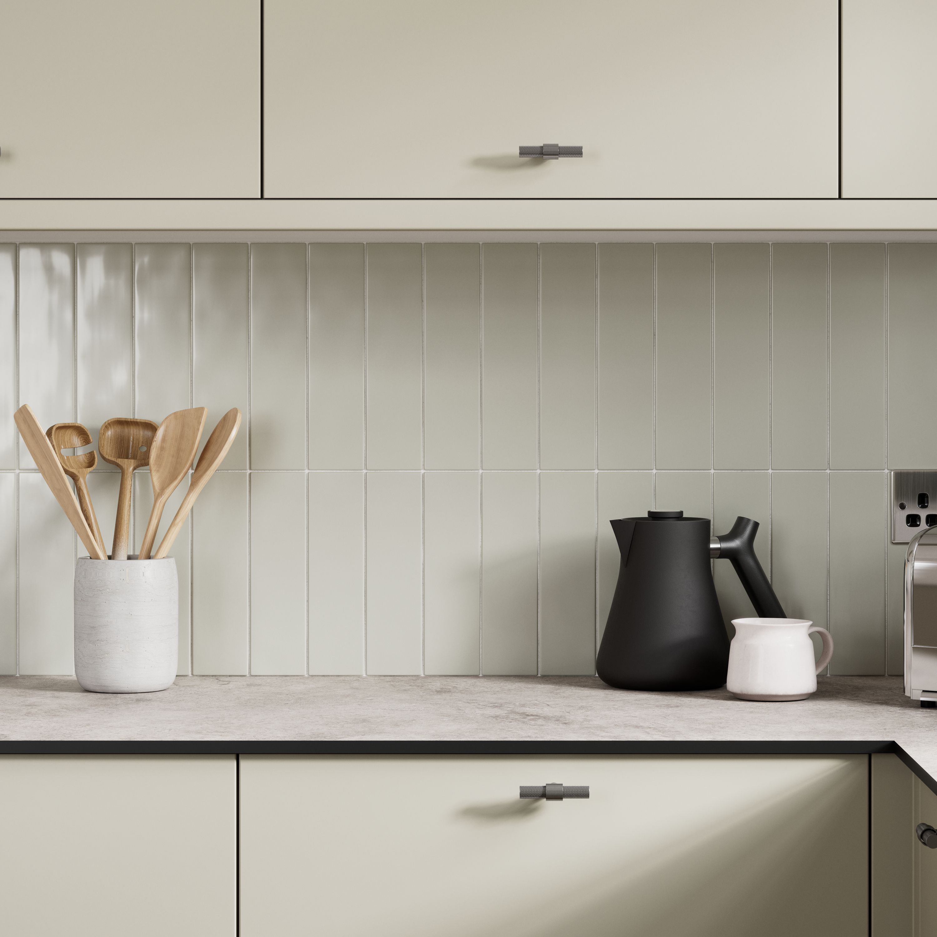 Maremar Pebble Grey Gloss Textured Ceramic Indoor Wall tile, Pack of 28, (L)260mm (W)65mm