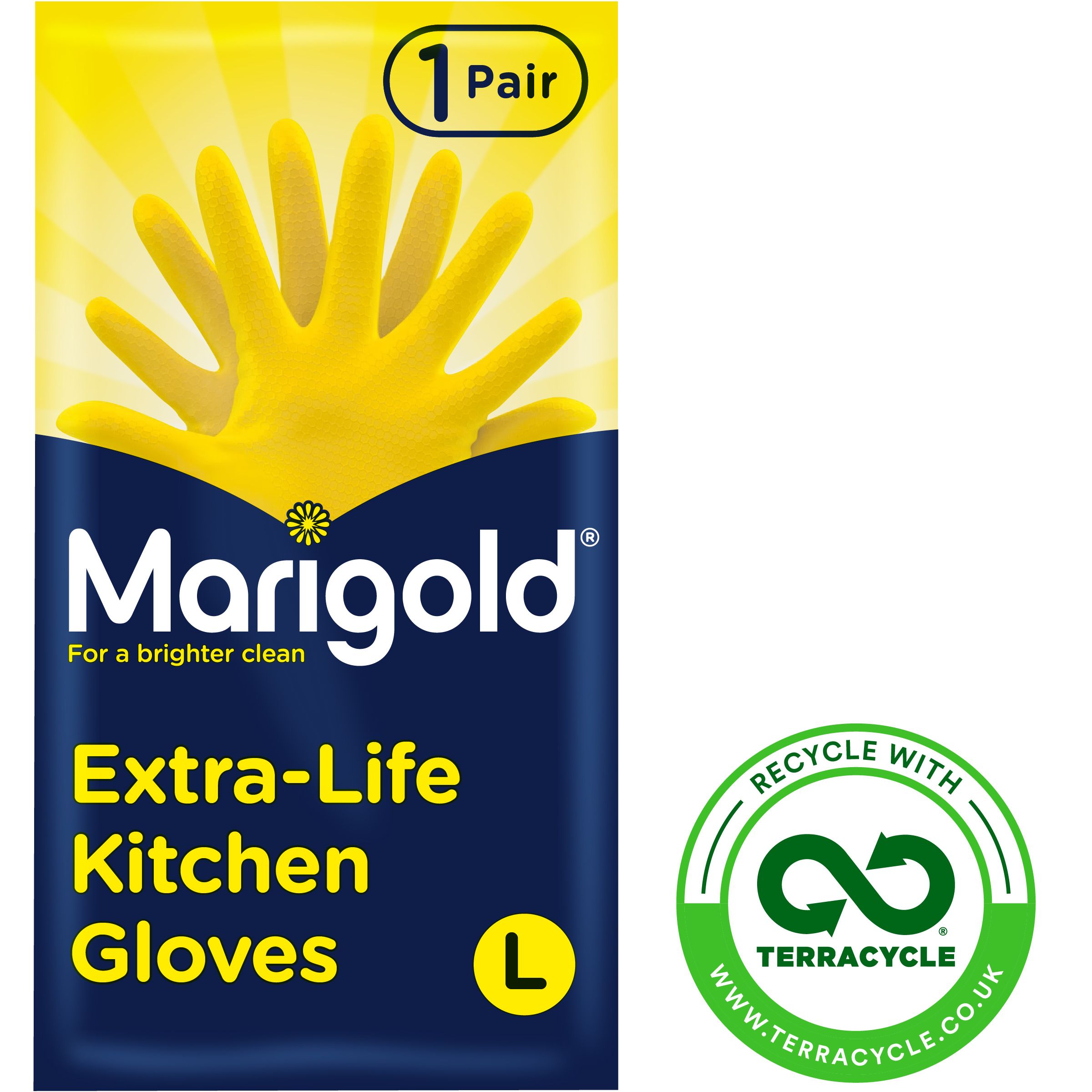 Marigold Latex Yellow Kitchen Gloves, Large