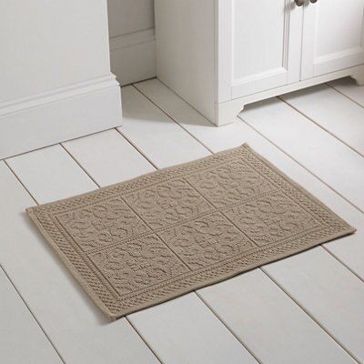 Marinette Saint-Tropez Astone Beige Cotton Tile Bath mat (L)500mm (W)700mm