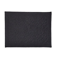 Marinette Saint-Tropez Astone Dark grey Cotton Tile Bath mat (L)500mm (W)700mm