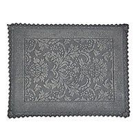 Marinette Saint-Tropez Platinum Light grey Cotton Floral Bath mat (L)500mm (W)700mm