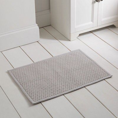 Marinette Saint-Tropez Version Grey Cotton Bath mat (L)500mm (W)700mm