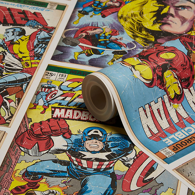 Marvel Action heroes Multicolour Comic Smooth Wallpaper | DIY at B&Q