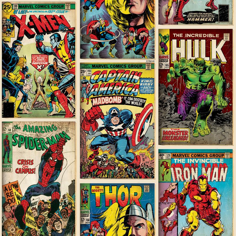 Marvel Action Heroes Multicolour Comic Smooth Wallpaper Diy At B Q