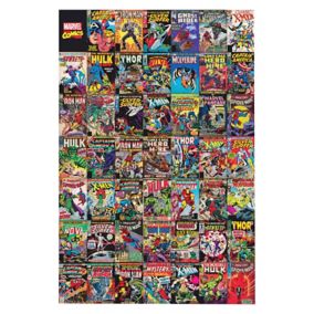 Marvel Comic montage Multicolour Canvas art (H)900mm (W)600mm
