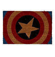 Marvel Red, blue & natural Captain America Door mat, 40cm x 60cm