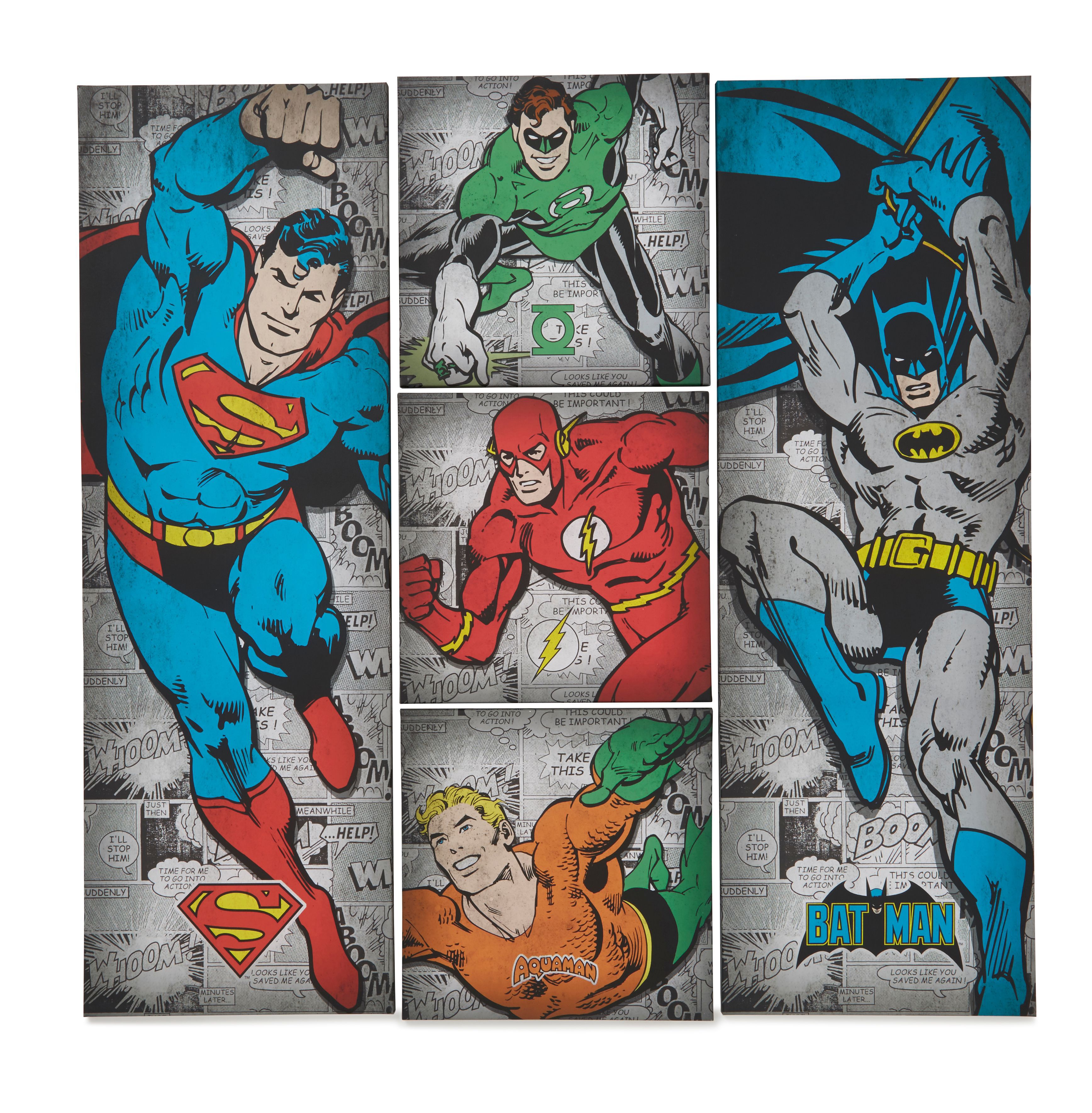 Marvel Retro comic book Multicolour Canvas art, Pack of 5 DIY at B&Q