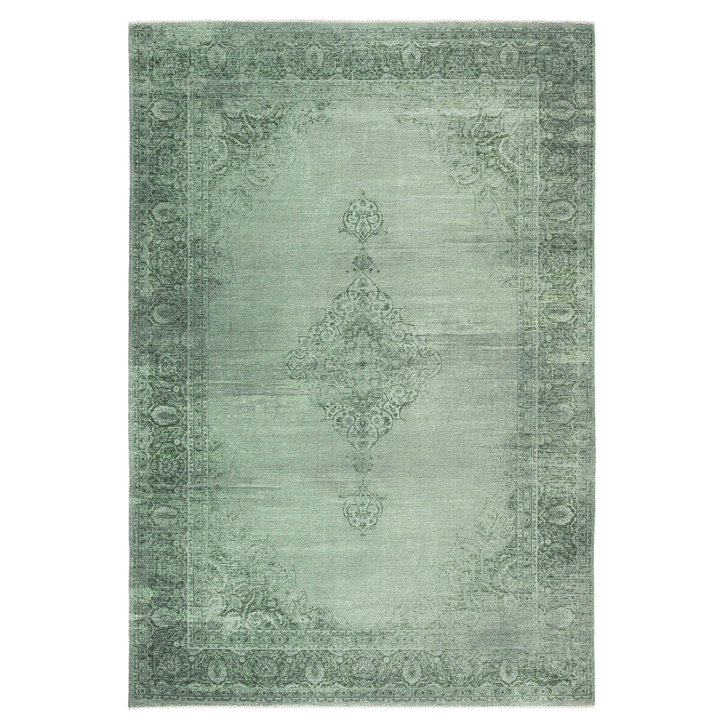 Mary Lou Moss Green Traditional Medium Runner, (L)160cm x (W)120cm