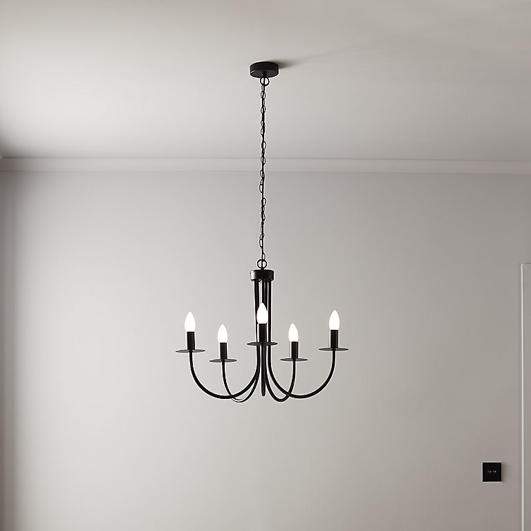 Mashatu Black 5 Lamp Pendant Ceiling Light Dia 640mm Diy At B Q - Gothic Ceiling Light Fittings