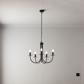 Mashatu Black 5 Lamp Pendant ceiling light, (Dia)640mm