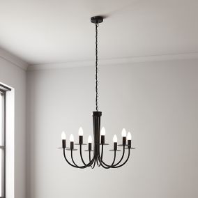 Mashatu Black 8 Lamp Pendant ceiling light, (Dia)640mm