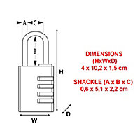 Master Lock Aluminium & Steel Open shackle Combination Padlock (W)40mm