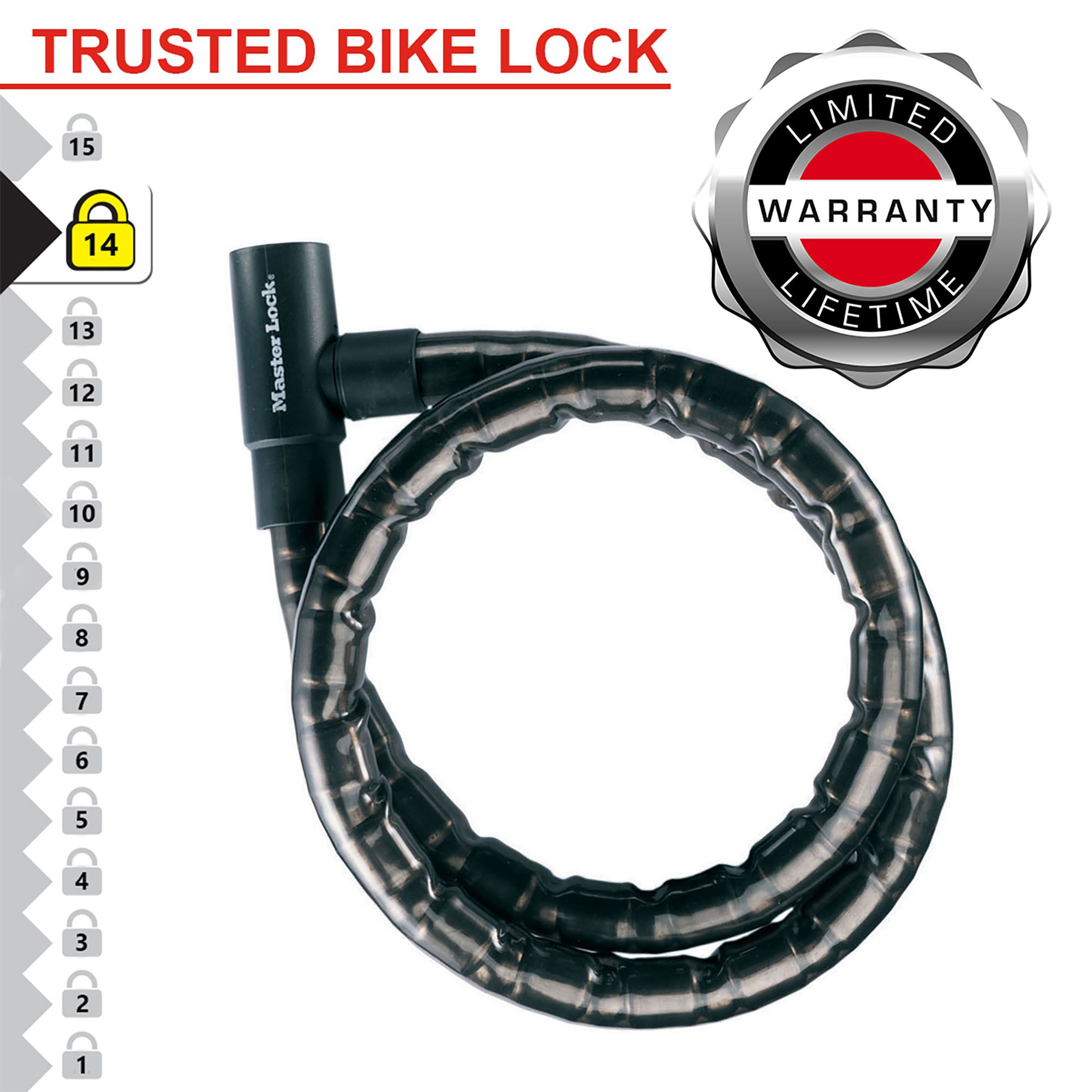 Master Lock Black Steel Motorbike Cable lock (L)2m (Dia)22mm