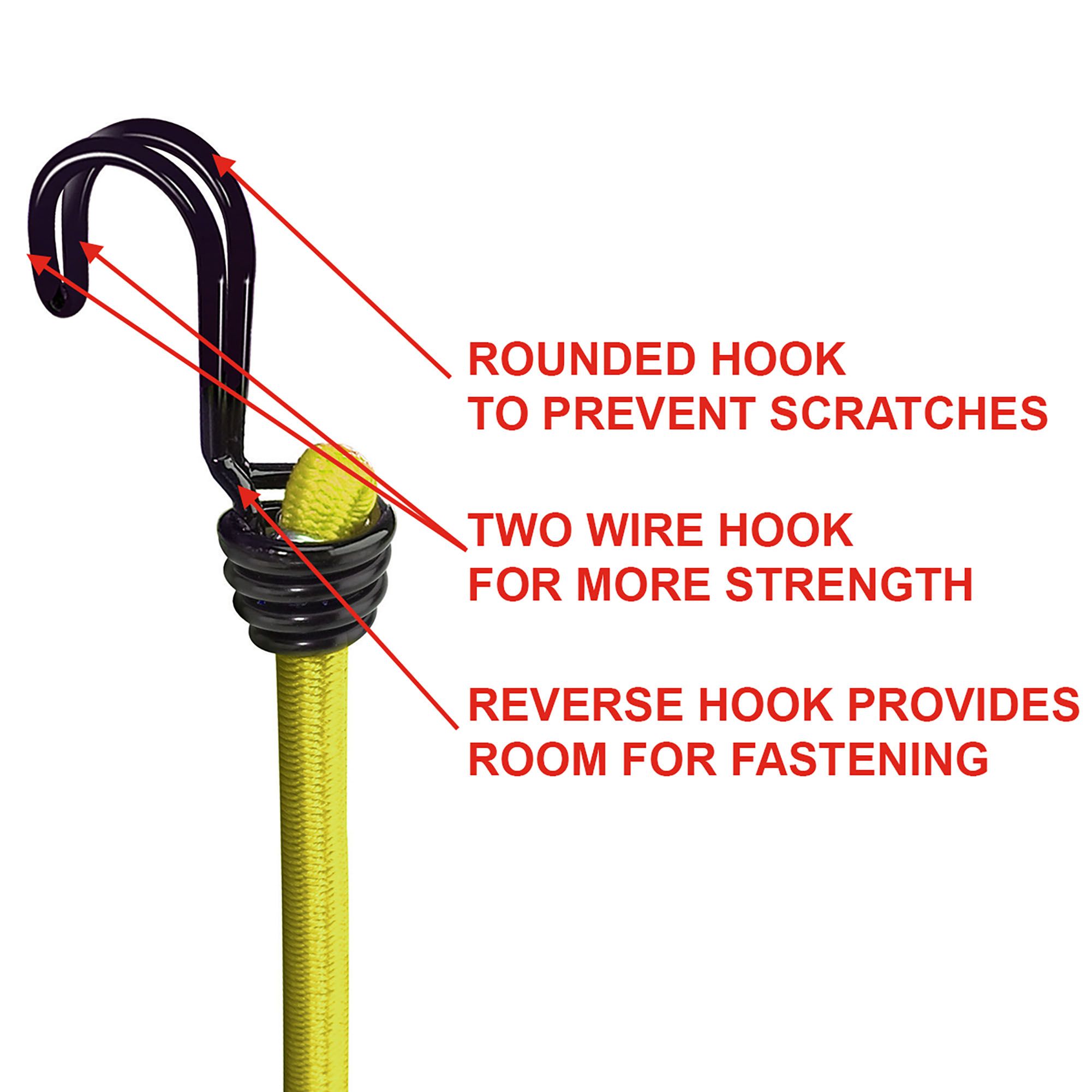 Master Lock Black & yellow Bungee cord with hooks (Dia)8mm (L)1m, Pack of 2