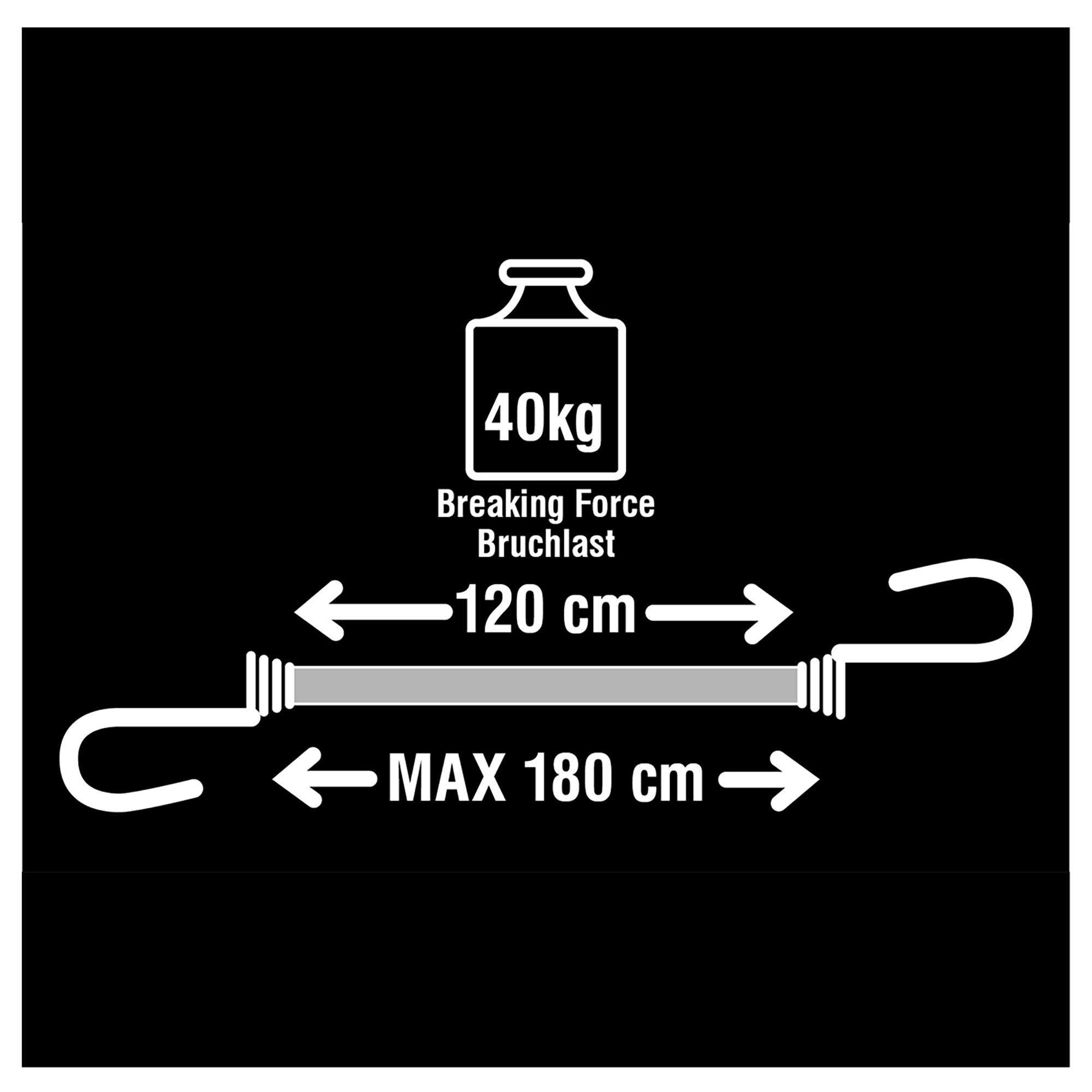 Master Lock Blue Bungee cord with hooks (Dia)8mm (L)1.2m, Pack of 2