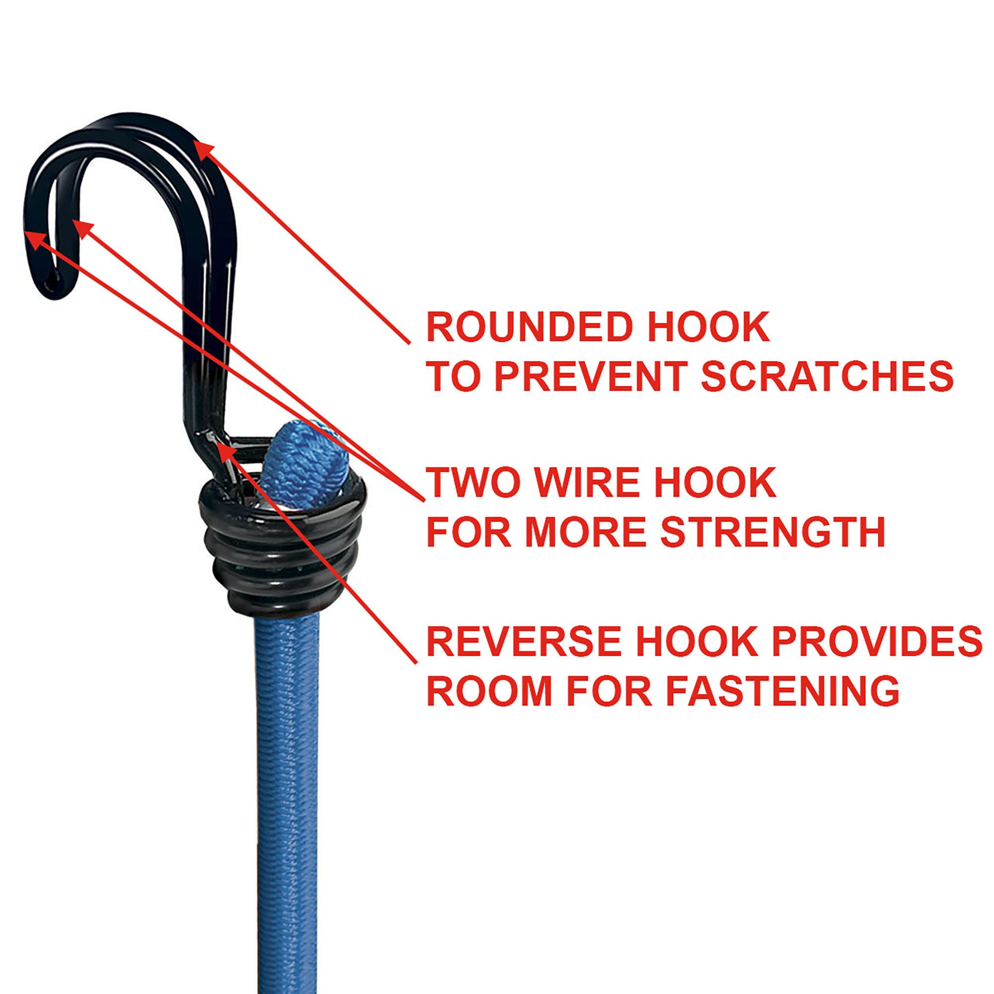 Master Lock Blue Bungee cord with hooks (Dia)8mm (L)1.2m, Pack of 2