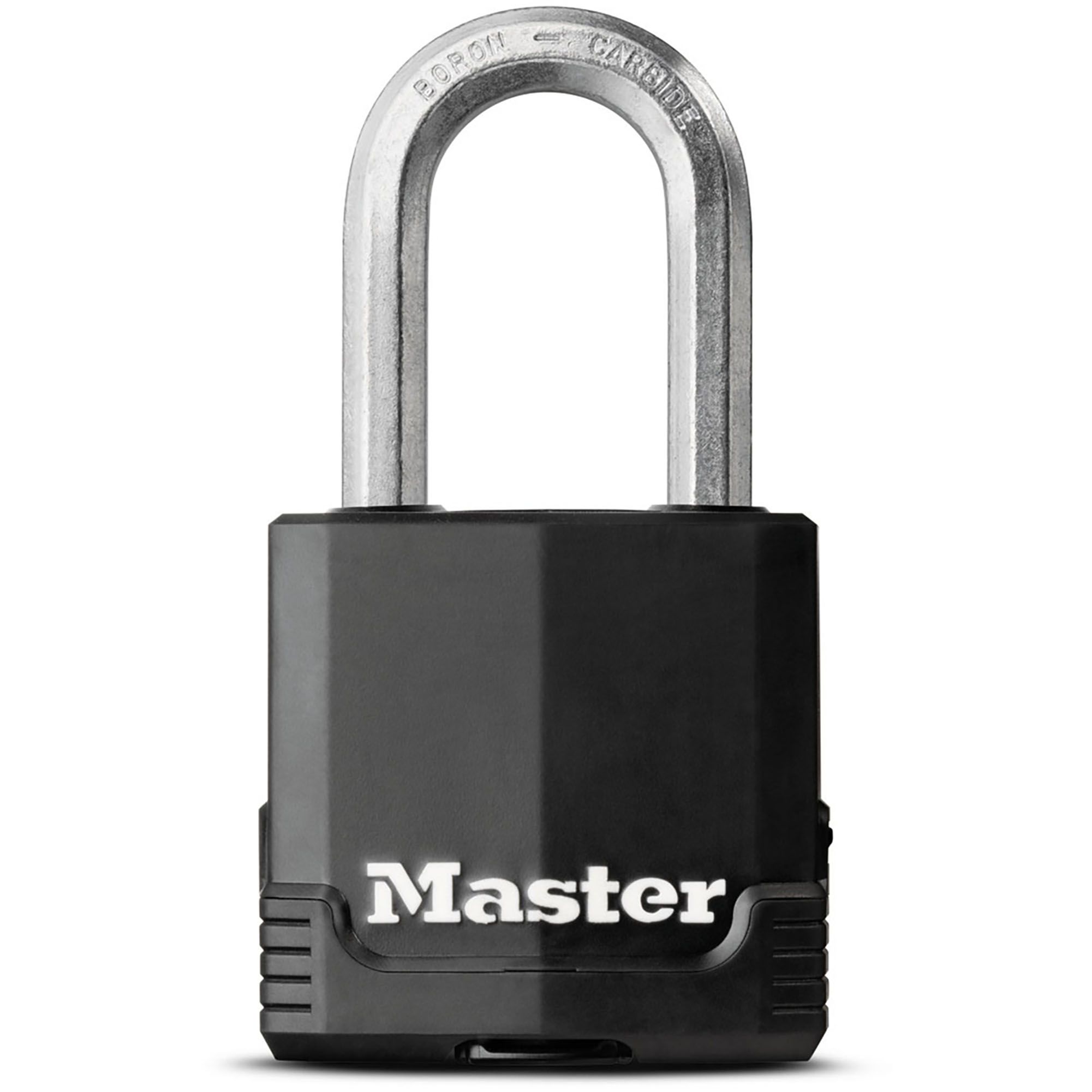 Master Lock Excell Heavy duty Laminated Black 4 pin tumbler cylinder Open shackle Padlock (W)49mm