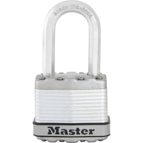 Master Lock Excell Heavy duty Laminated Steel Black Medium Open shackle Padlock (W)45mm