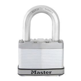 Master Lock Excell Heavy duty Laminated Steel Black Medium Open shackle Padlock (W)64mm