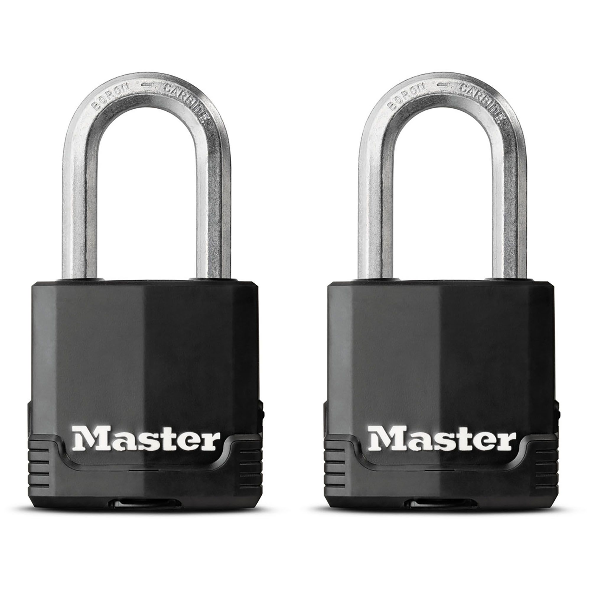 Master Lock Excell Heavy duty Laminated Steel Black Open shackle Padlock (W)48mm, Pack of 2