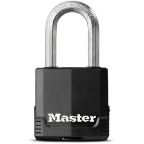 Master Lock Excell Heavy duty Laminated Steel Black Open shackle Padlock (W)49mm