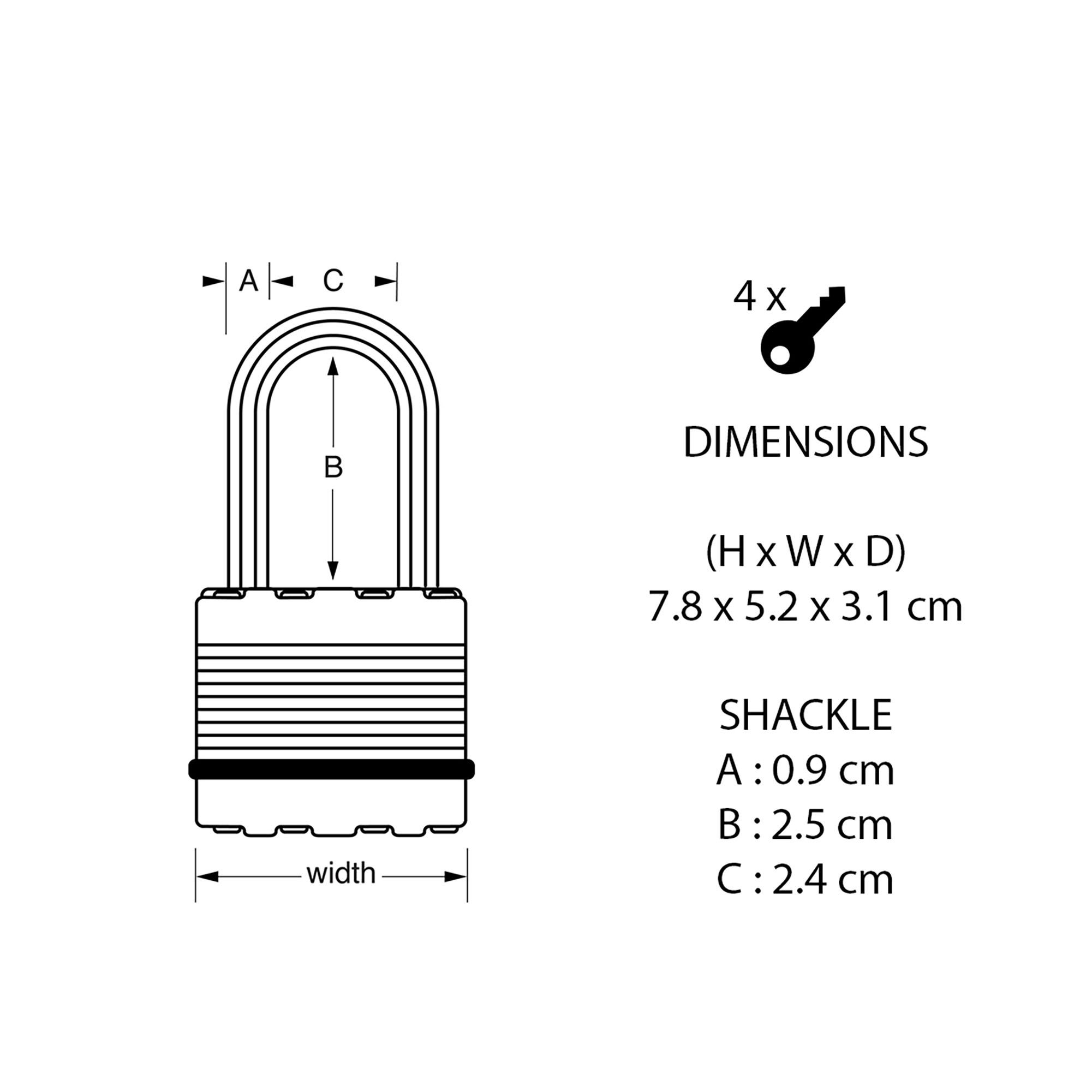 Master Lock Aluminium Long Shackle Padlock (W)40mm