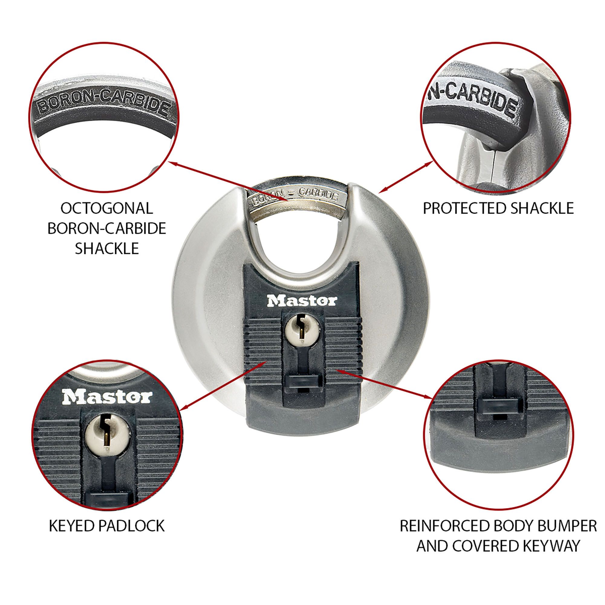 Master Lock Excell Heavy duty Stainless steel Black Closed shackle Disc ...