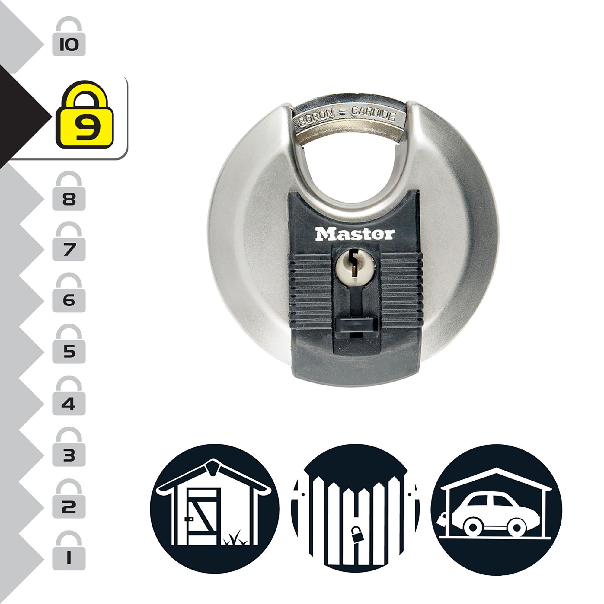 Master Lock Excell Heavy duty Stainless steel Black Closed shackle Disc ...