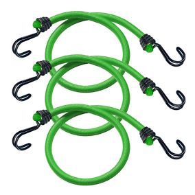 Master Lock Green Bungee cord with hooks (Dia)8mm (L)0.8m, Pack of 2