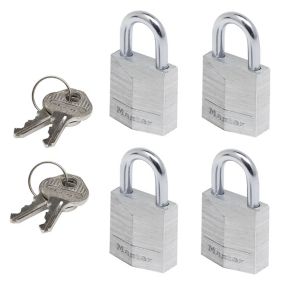 Master Lock Keyed alike Aluminium Open shackle Padlock (W)20mm, Pack of 4