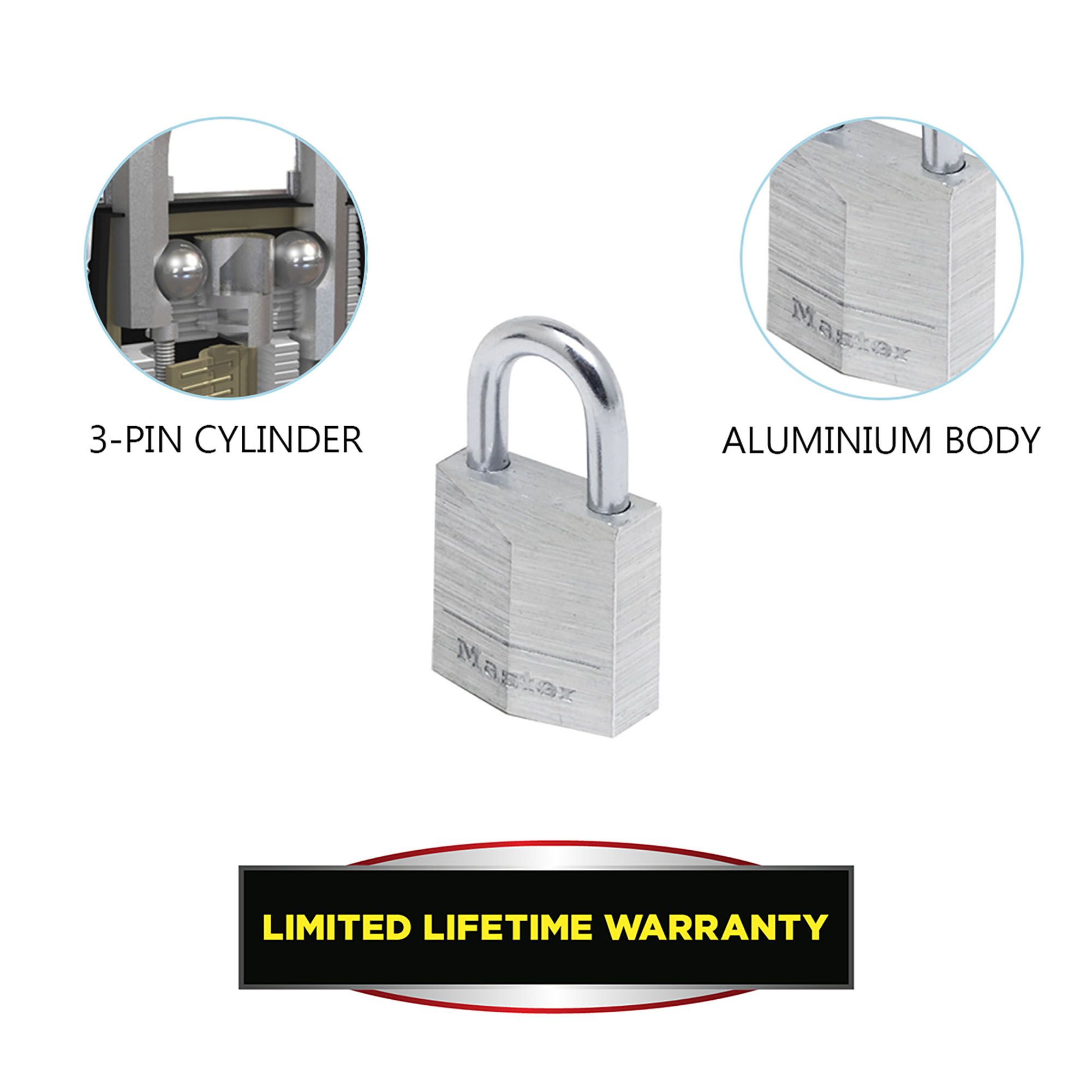 Master Lock Keyed alike Aluminium Open shackle Padlock (W)20mm, Pack of 4