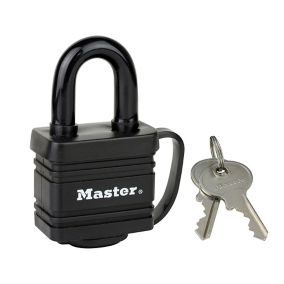 Master Lock Laminated Steel Hardened steel Black Padlock with Thermoplastic cover (W)40mm
