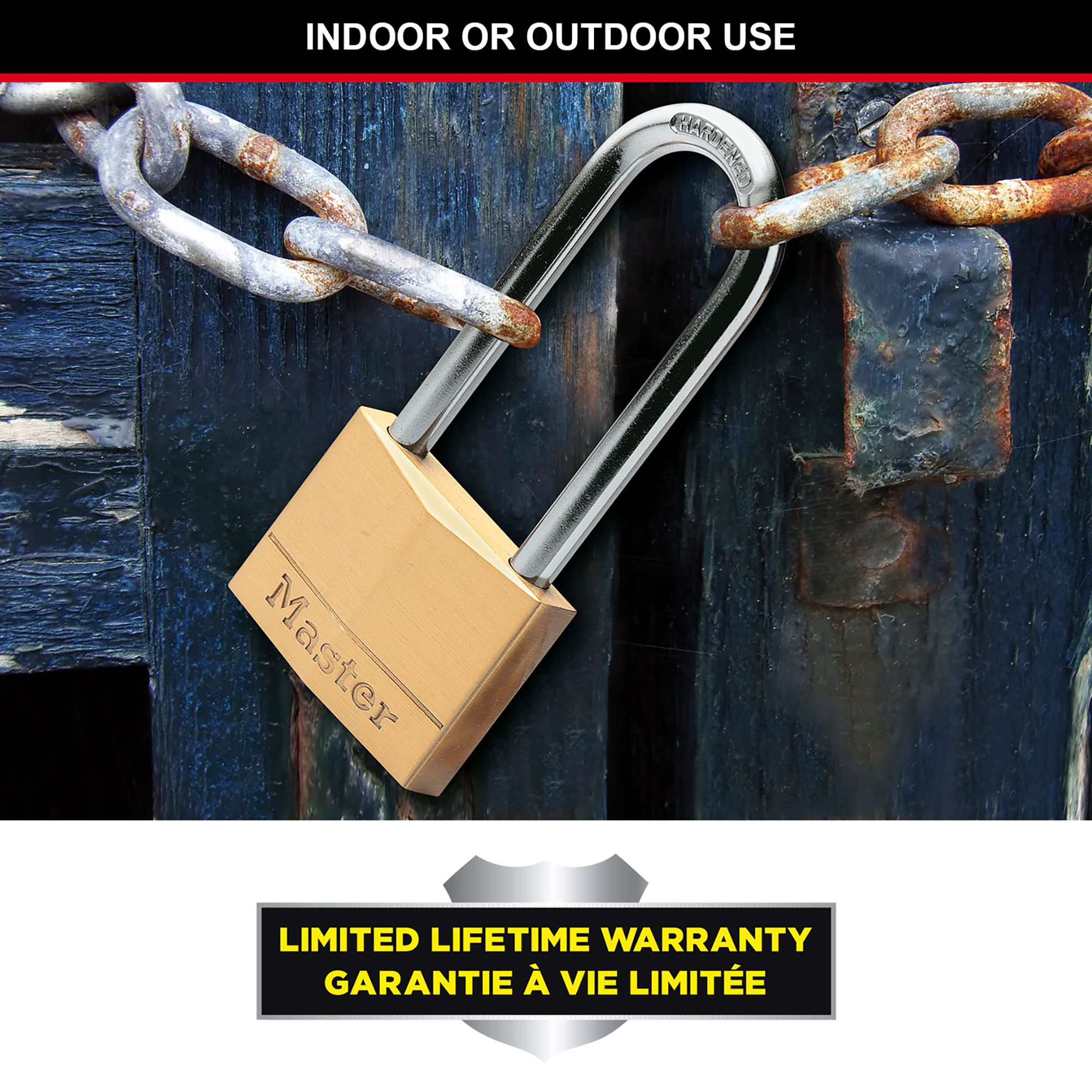 Master Lock Medium duty Block Brass Open shackle Padlock (W)40mm