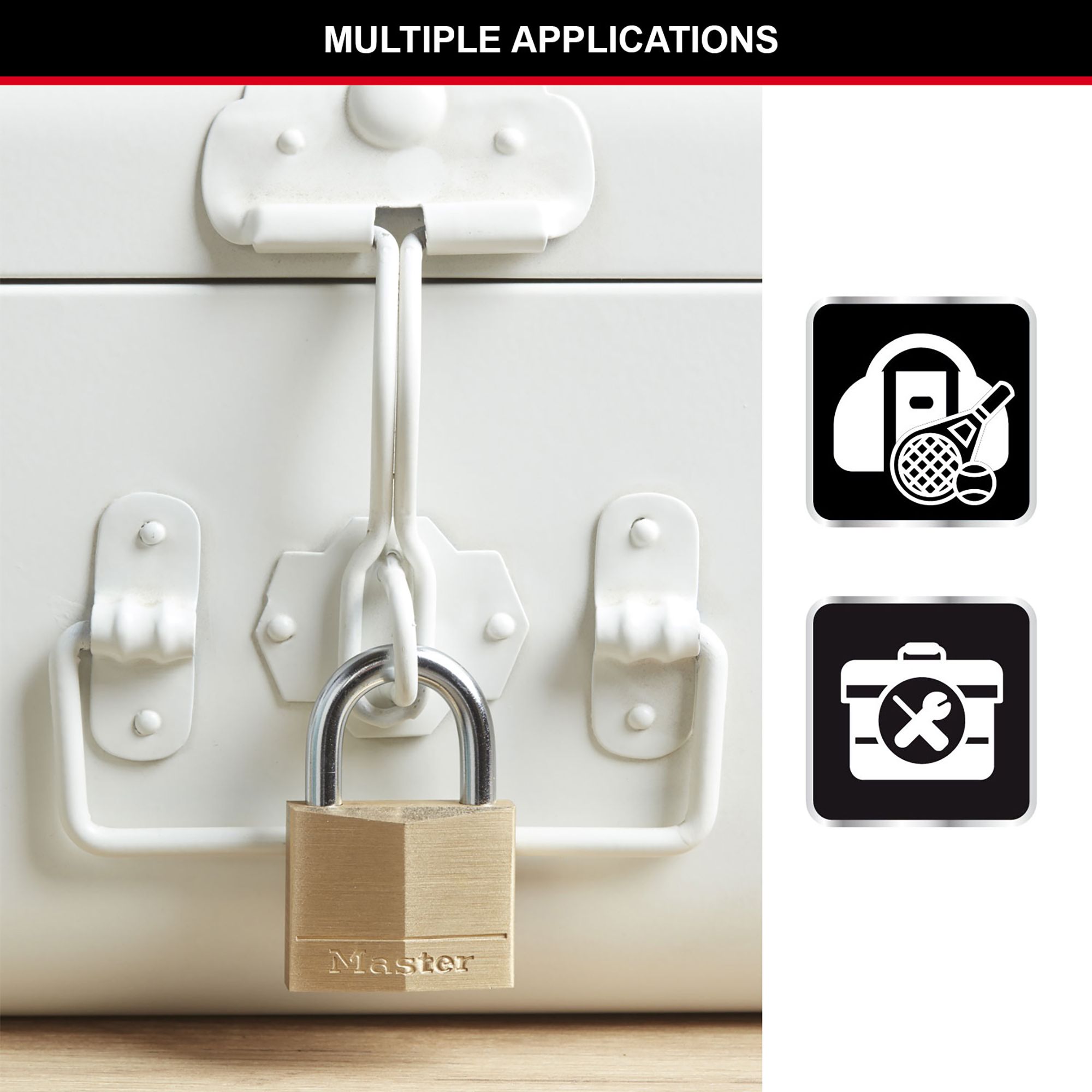 Master Lock Medium duty Block Brass Open shackle Padlock (W)40mm