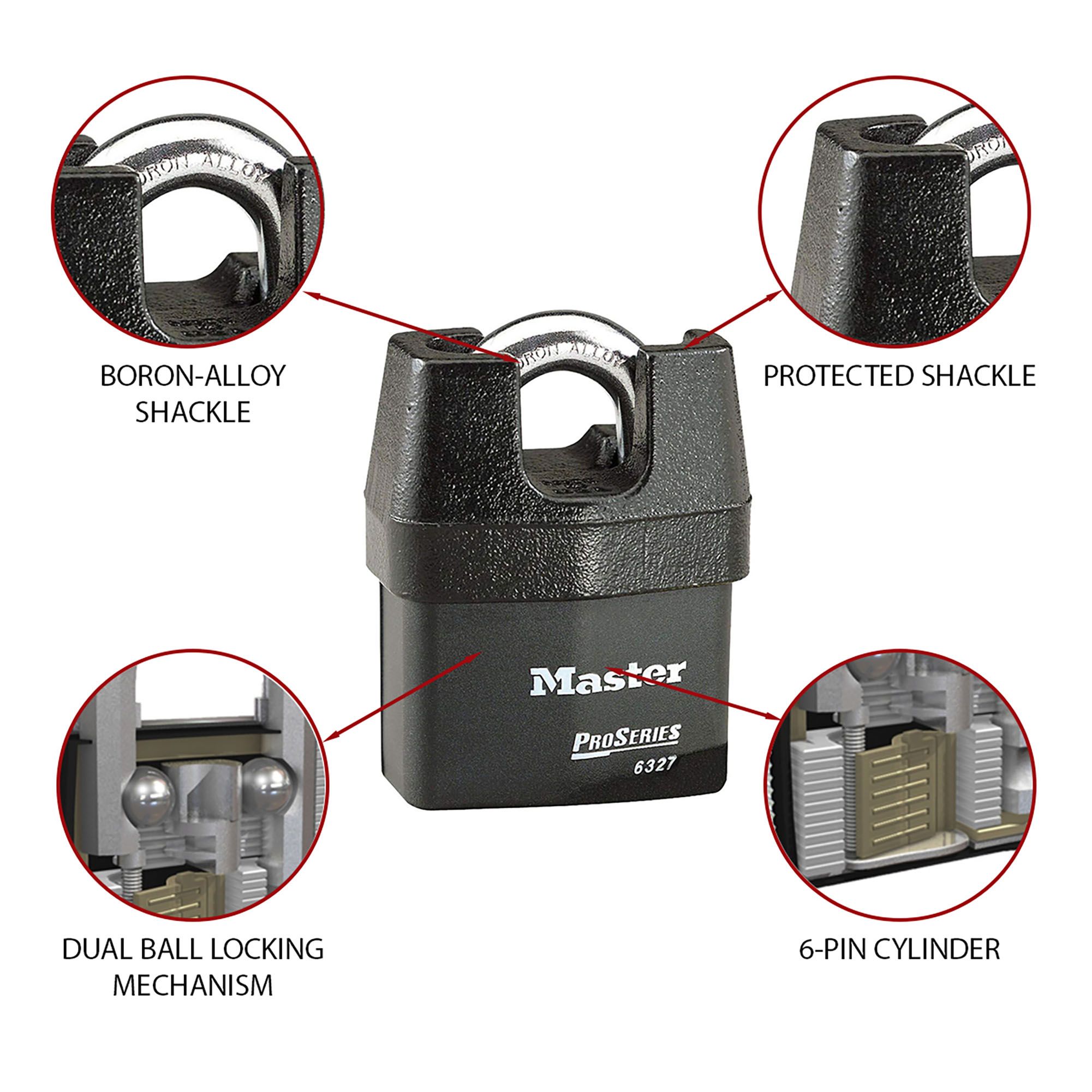 Master Lock Proseries Heavy duty Laminated Steel Black Closed shackle Padlock (W)67mm