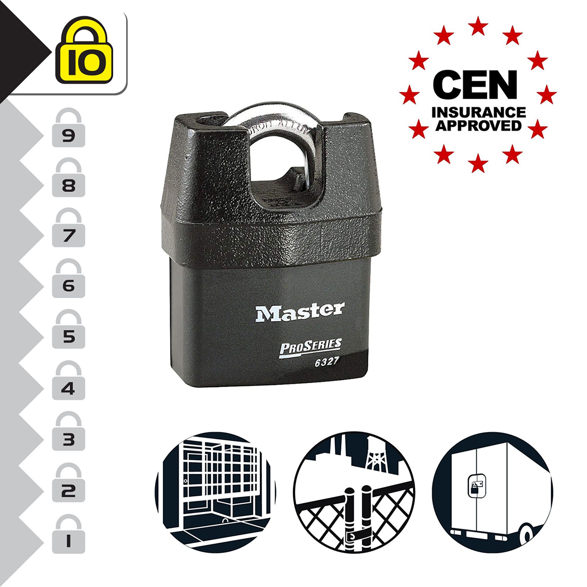 Master Lock Proseries Heavy duty Laminated Steel Black Closed shackle Padlock (W)67mm