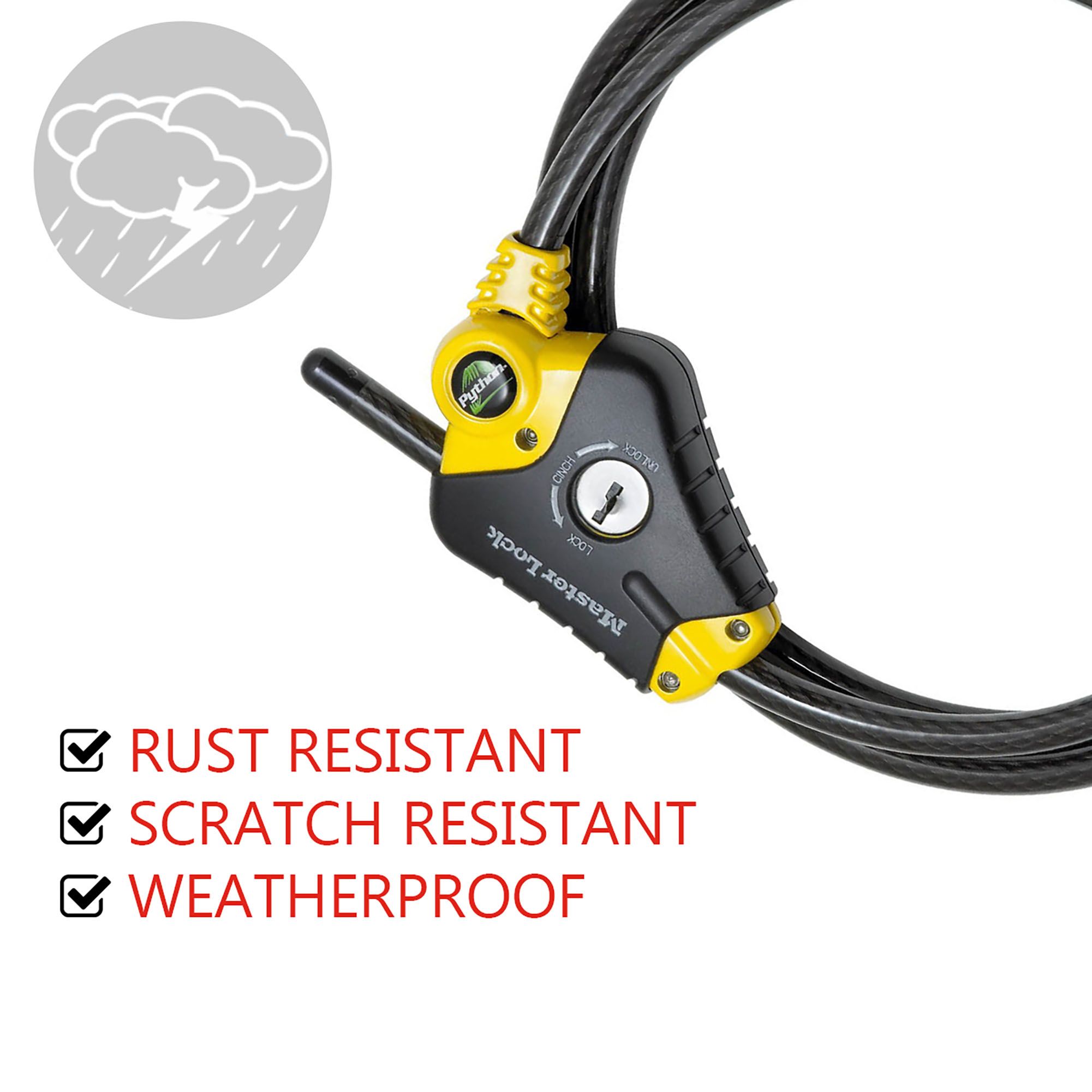 Master Lock Braided Steel Python Cable Lock 4.5m x 10mm - 3