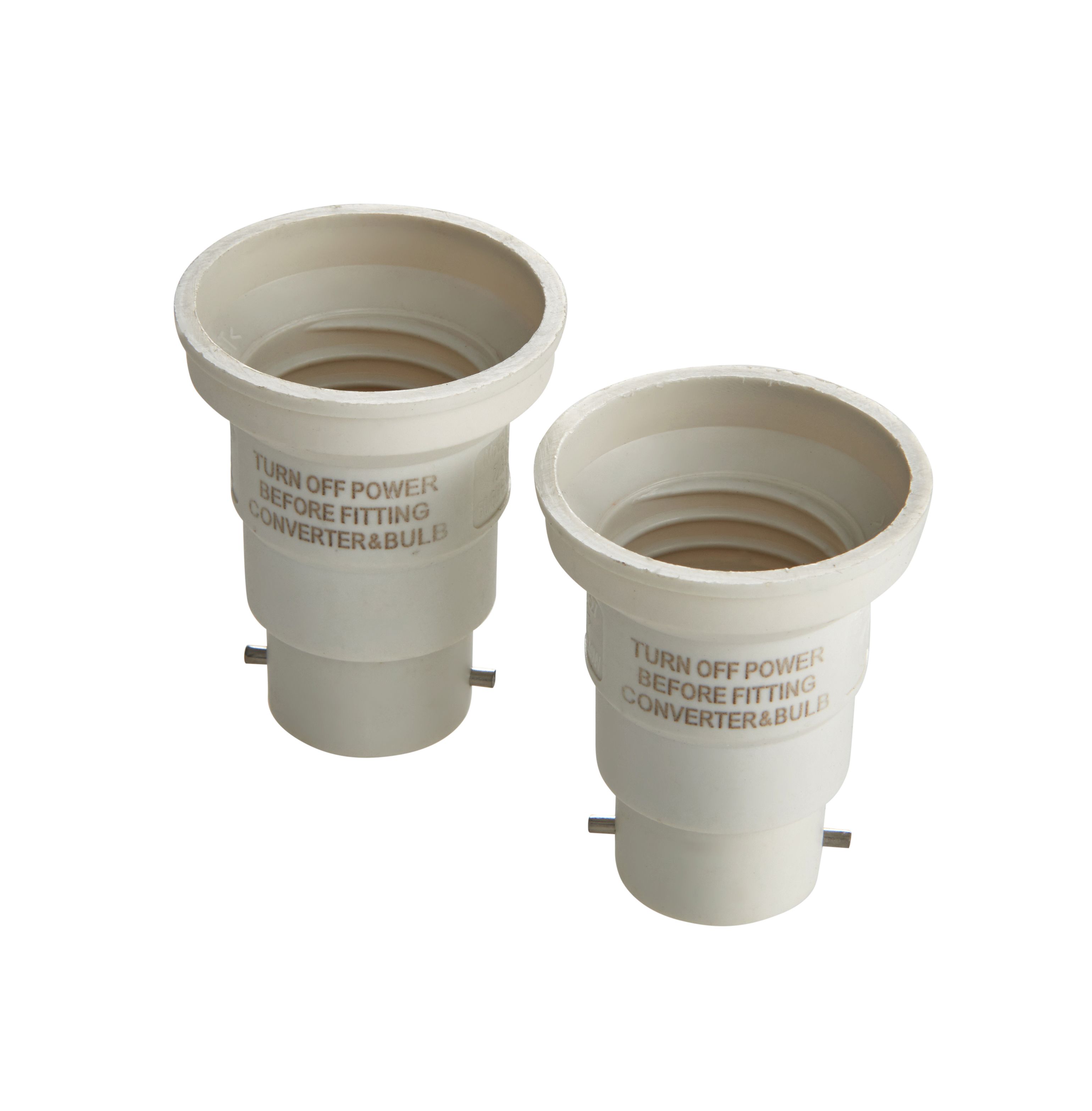 Masterlite B22 to E27 Light bulb cap converter, Pack of 2