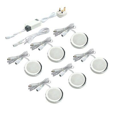 Masterlite Chrome effect Mains-powered LED Cabinet light IP20, Pack of 6