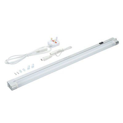 Masterlite Silver effect Mains-powered Fluorescent Cabinet light IP20 (L)585mm (W)23mm