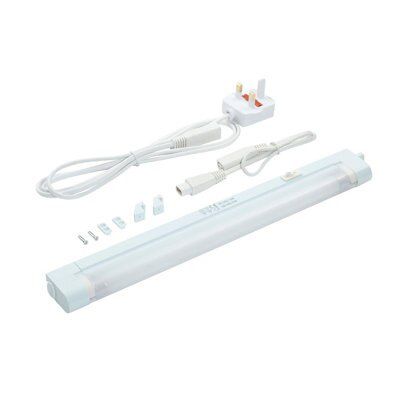 Masterlite White Mains-powered Fluorescent Cabinet light IP20 (L)355mm (W)23mm