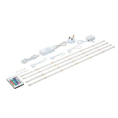 Masterlite White Mains-powered LED Cabinet light IP20 (L)600mm (W)10mm, Pack of 4